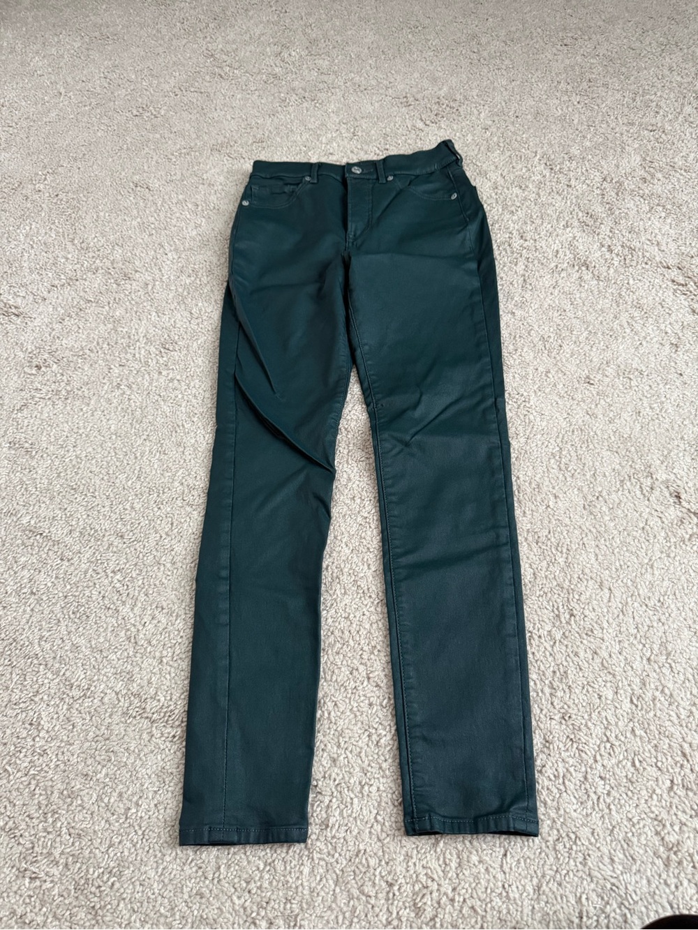 Dark Green Skinny Coated Jeans from Express stretchy women’s size 0
